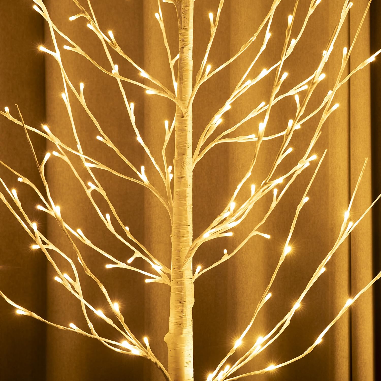 Birch Tree Lights,2 Pack 6 Feet Prelit White Artificial Christmas Trees,Birch…