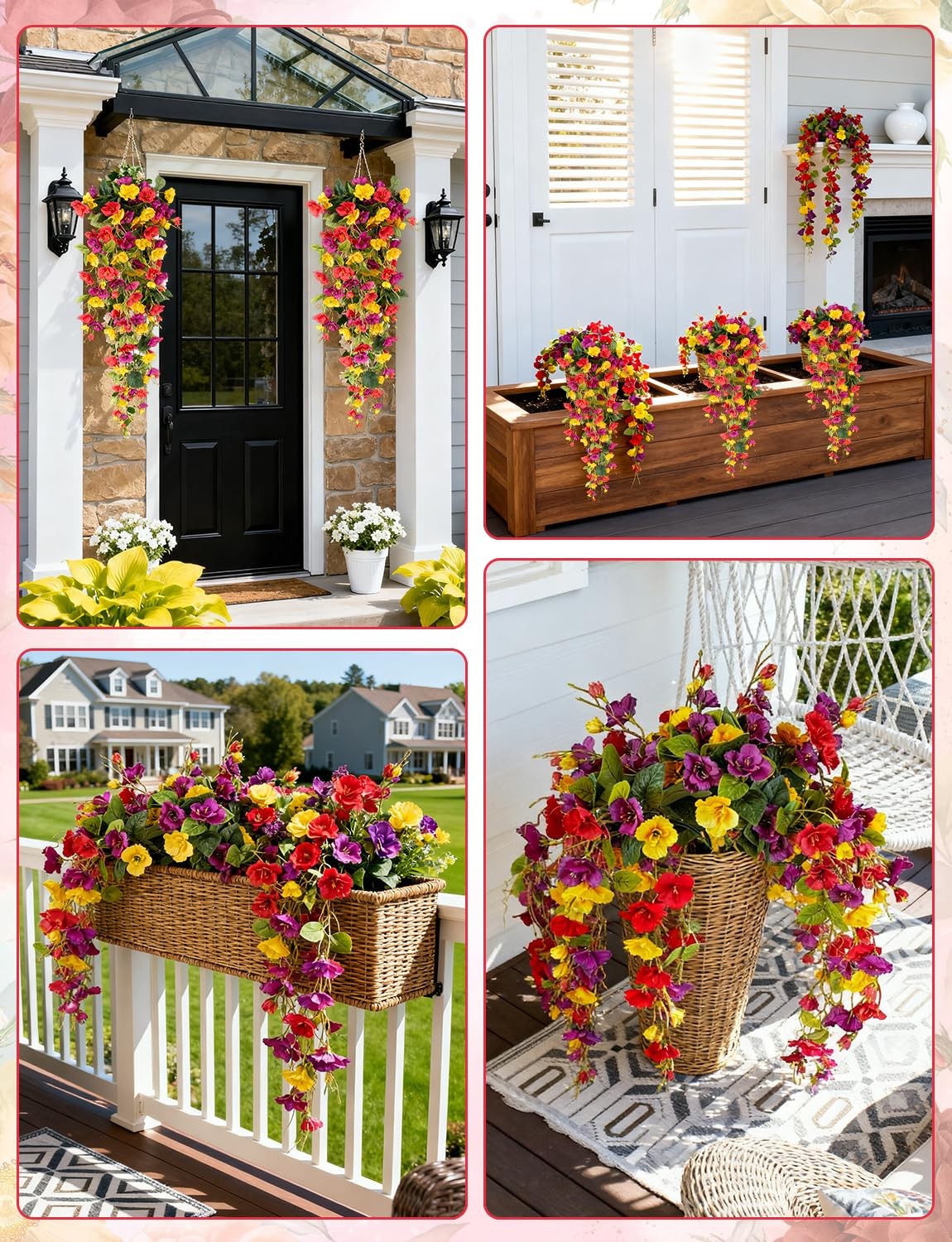 4 Pcs Fake Hibiscus Artificial Hanging Flowers, Mixed Colorful Silk Hibiscus …