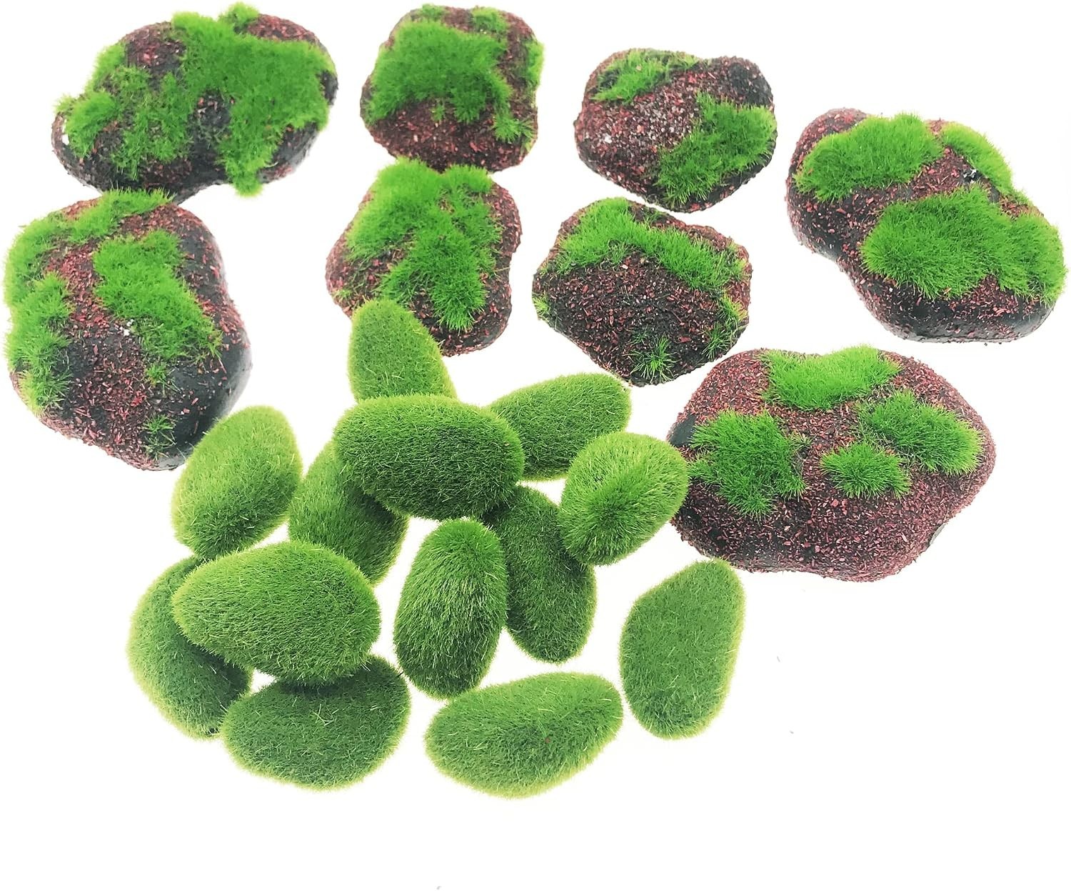38 PCS Artificial Moss Rocks & Green Balls for Creative Floral Arrangements