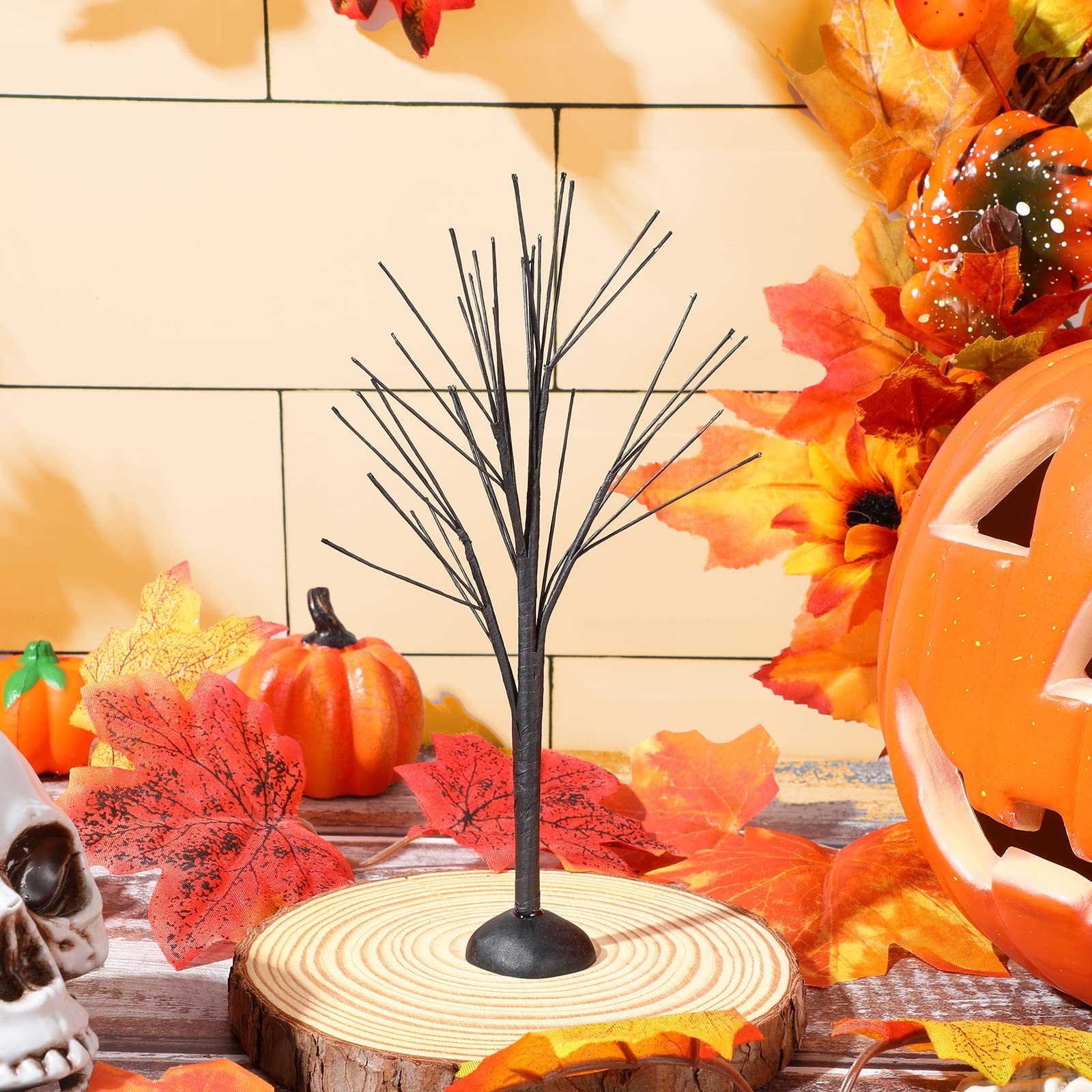 Yunlly Halloween Village Accessories Mini Tree Ornament Autumn Fall Black