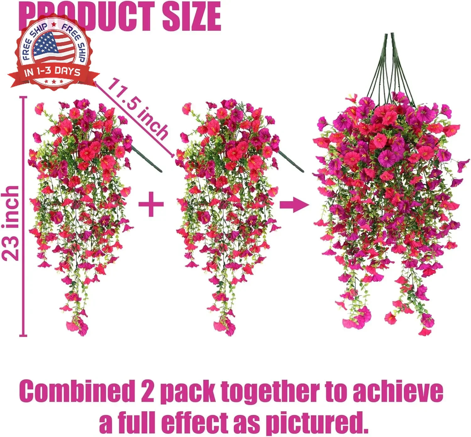 Artificial Fake Hanging Flowers Plants for Outdoor Outside Spring Summer Decorat
