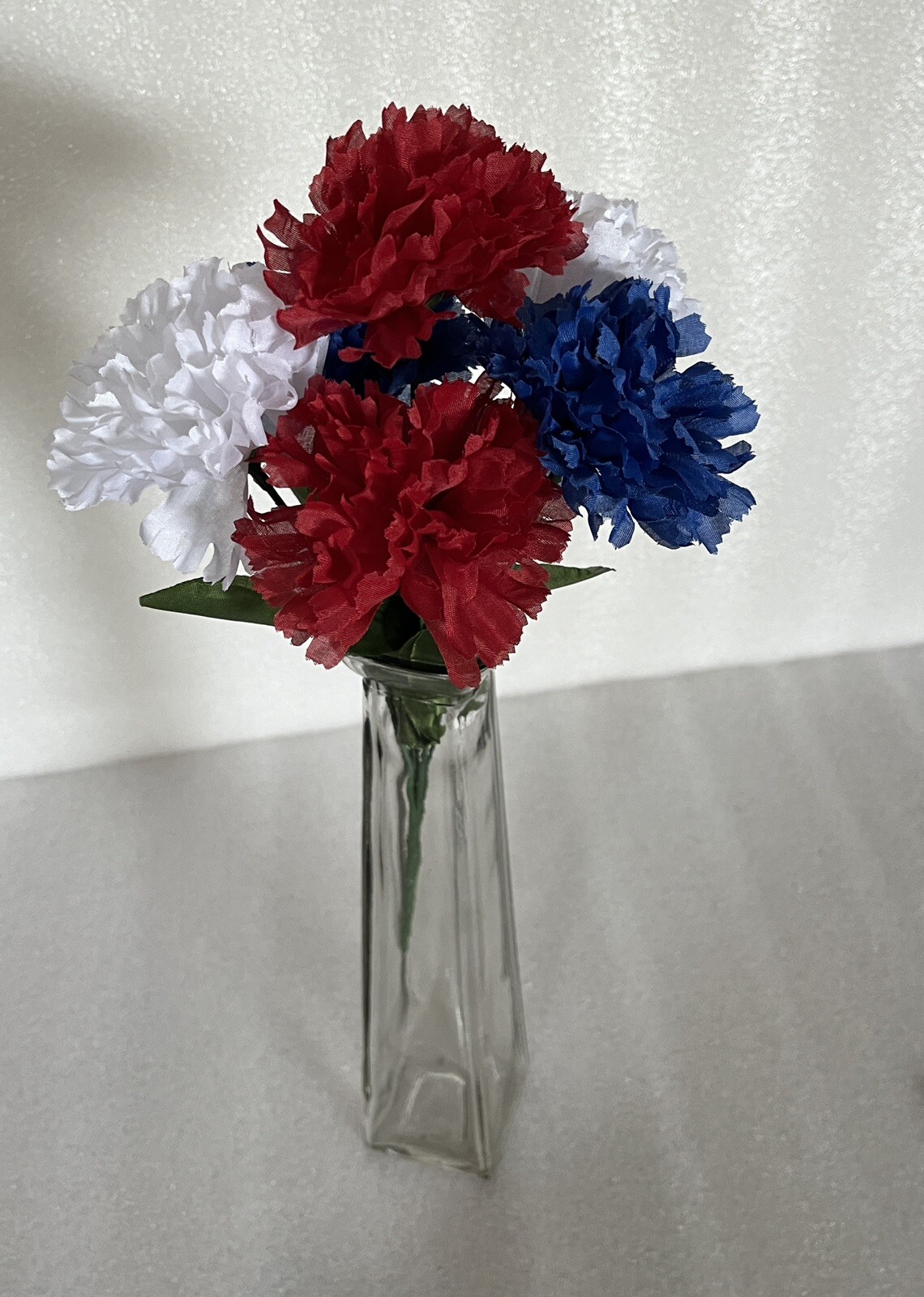 Red White And Blue Carnations Bouquet 13” Flowers Memorial Day, July 4th NEW