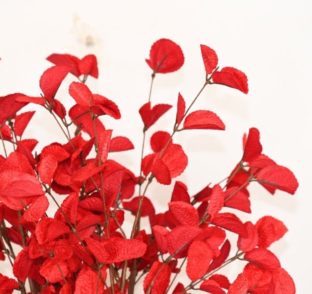 Set of 5 Primrue 26″ Red Faux Eucalyptus Stems – Moody Boho Decor