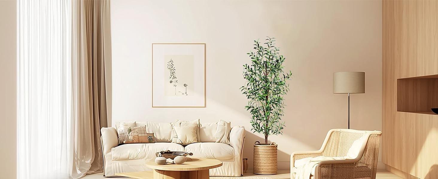 Artificial Olive Tree, 6FT Tall Faux Olive Trees 72in Outdoor Fake Potted Silk