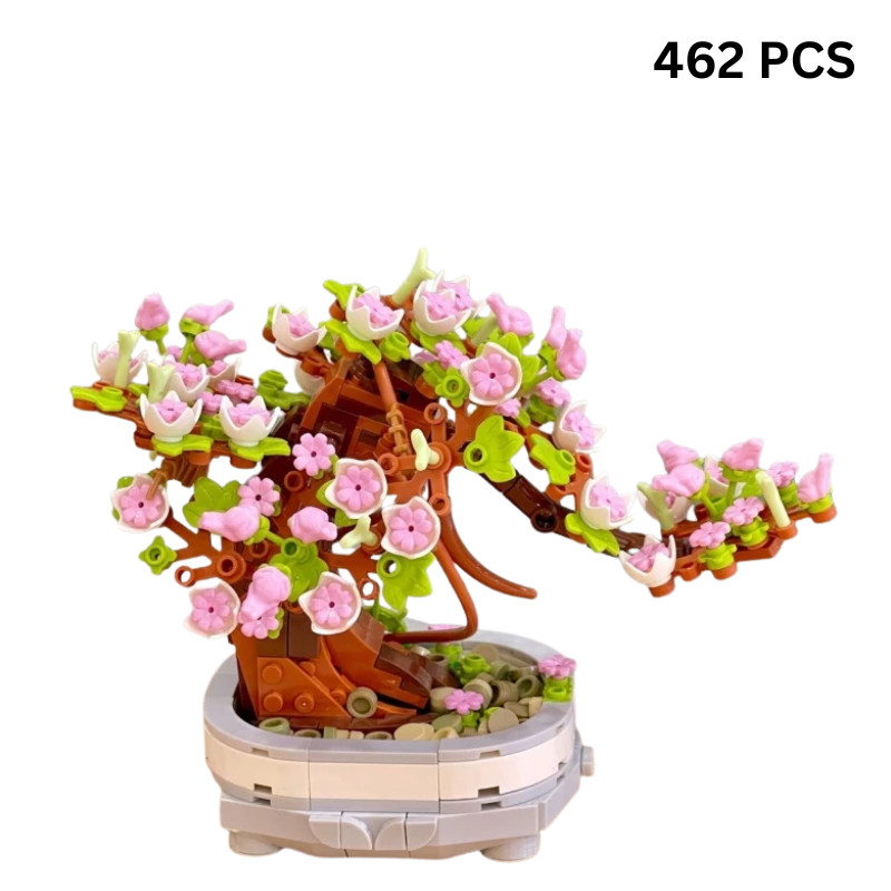 462 PCS Cherry Blossom Bonsai Building Block Flower Set With Pot DIY Decorative