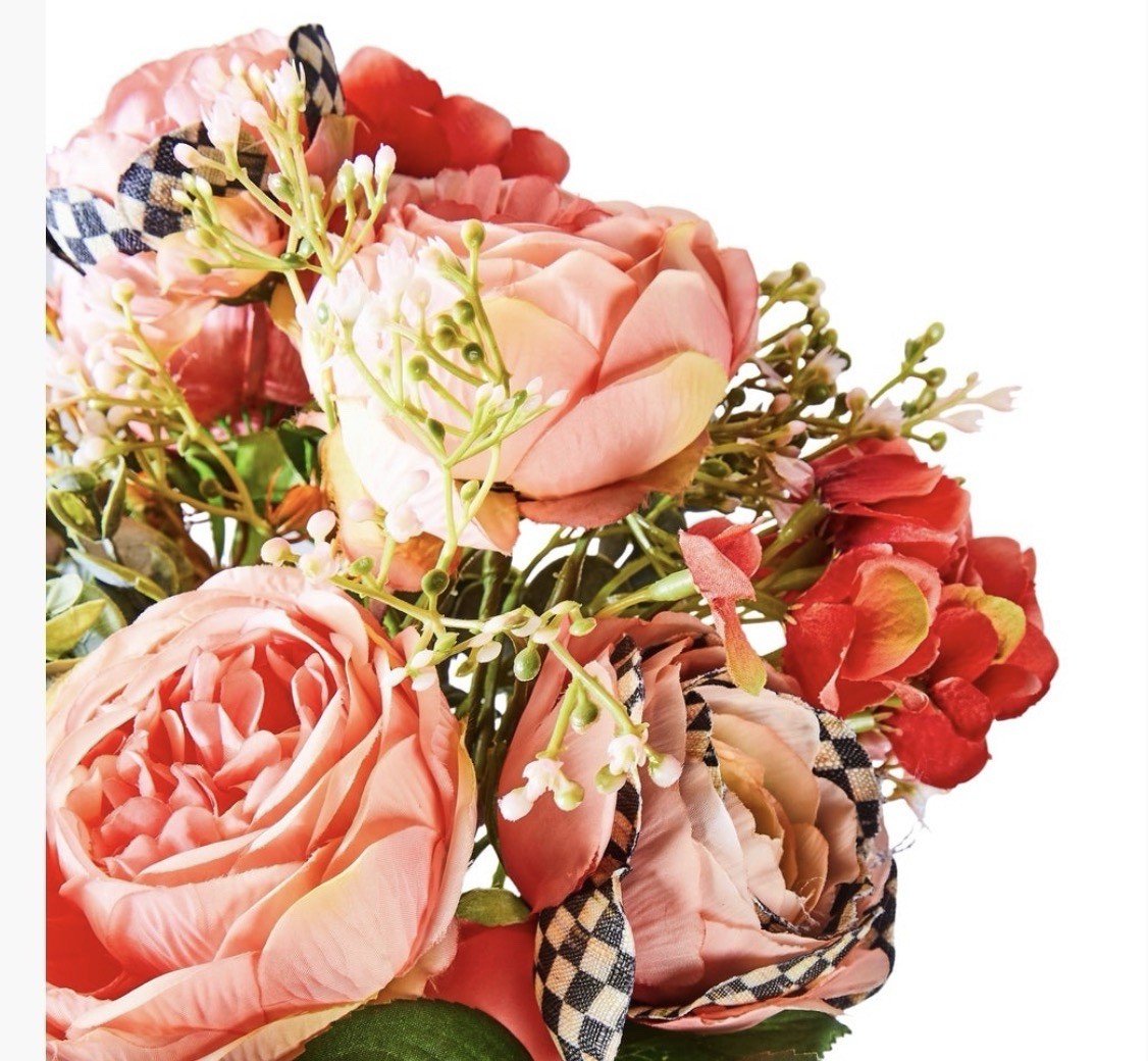Mackenzie Childs Peach Ranunculus & Rose Bouquet 15” Long
