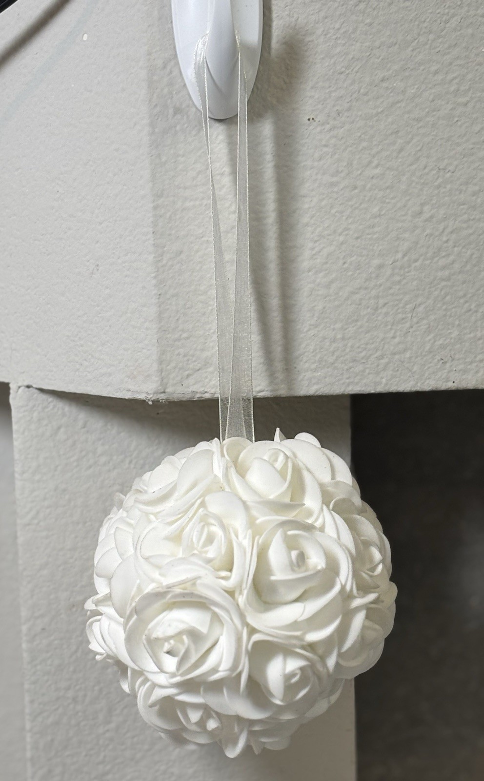 Artificial White Foam Rose Kissing Ball / Wedding Hanging Decoration