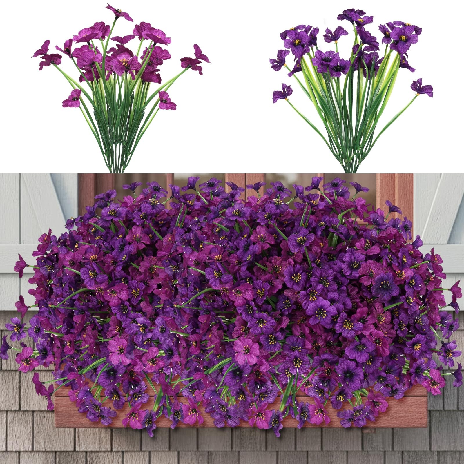 36 Bundles Artificial Flowers for Outdoors Fake Plants Outside Decoration Sil…