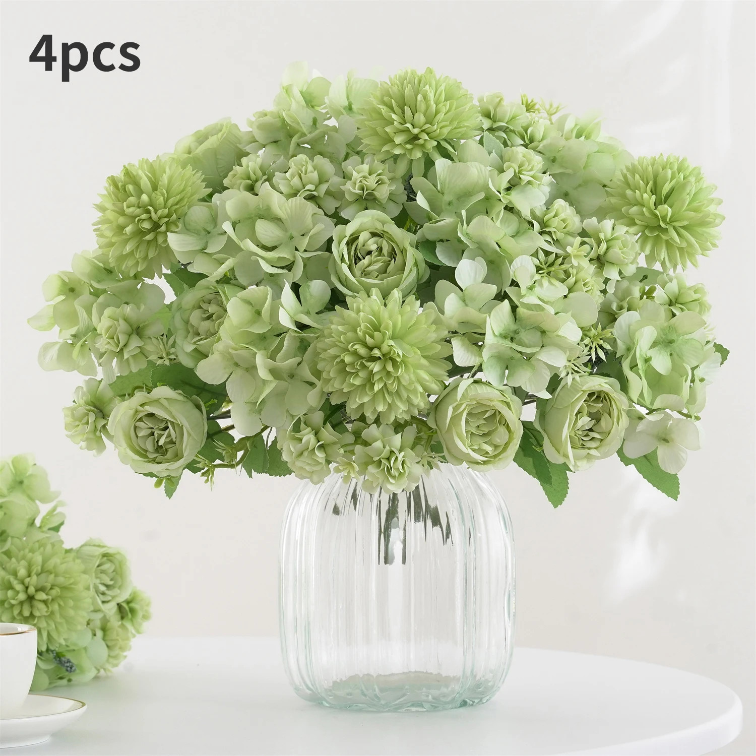 1/4Pcs Realistic Artificial Flower Bouquet, Reusable Faux Peony Chrysanthemums H