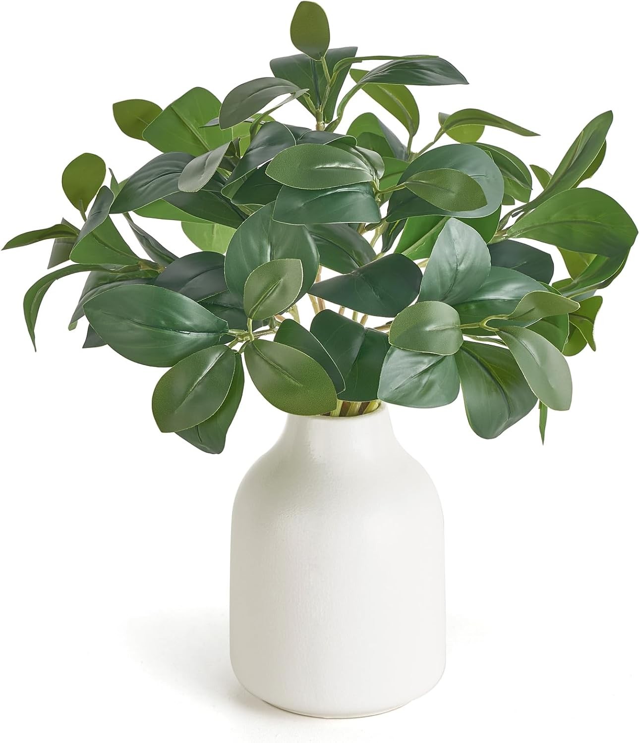 10 Inch Fake Plants in Small White Ceramic Vase Realistic Artificial Faux Plants