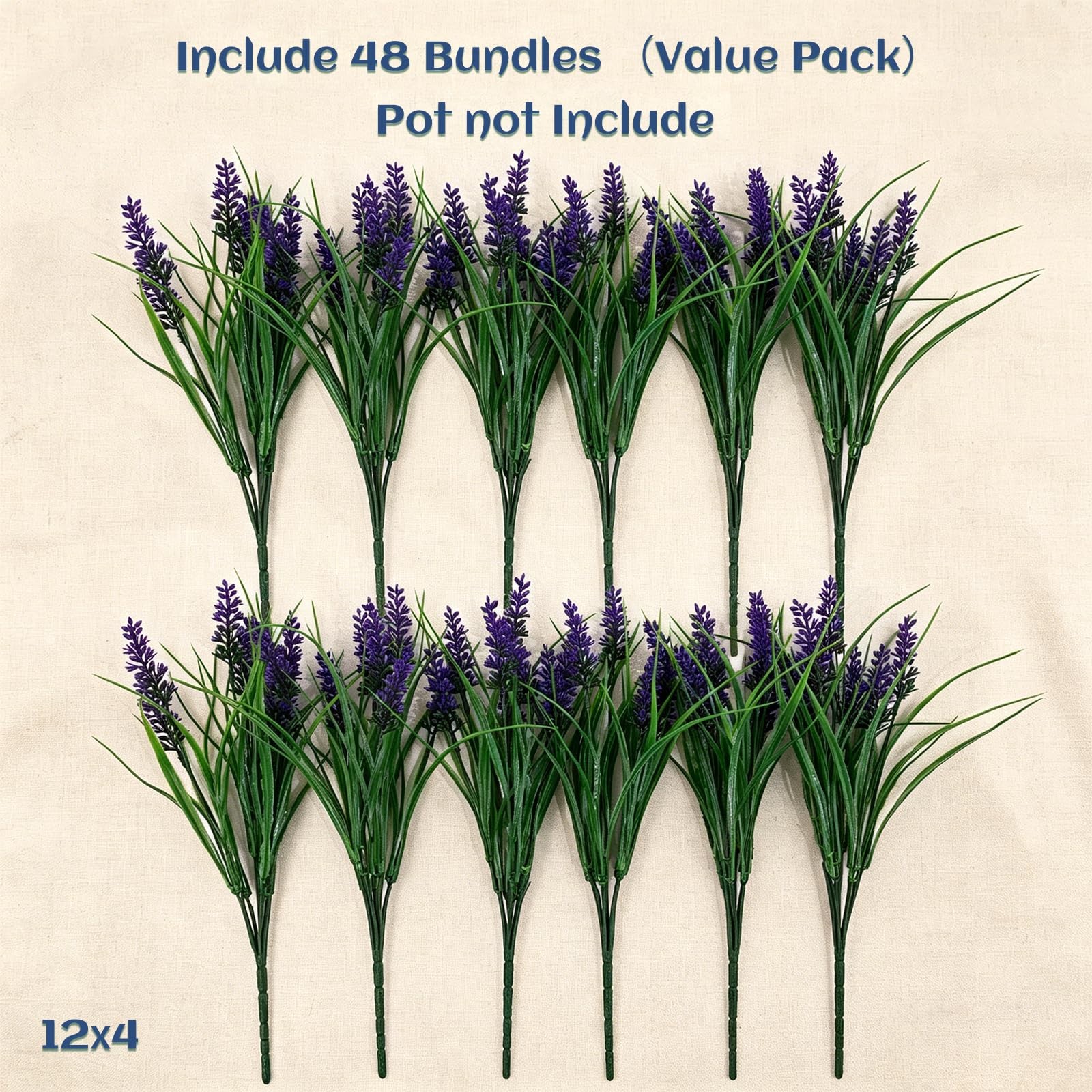 48Pcs Artificial Fake Flowers Monkey Grass for Outdoors, UV Resistant Realist…
