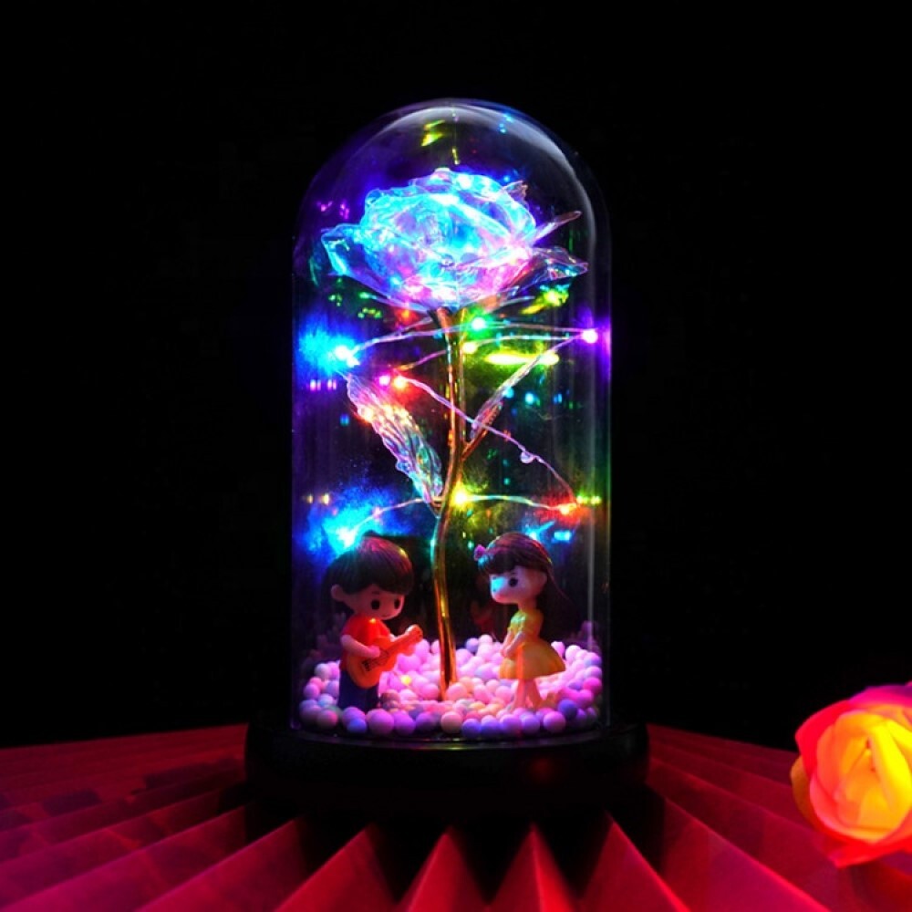 Eternal Rose Flower LED Enchanted Galaxy Rose Flower in Glass Valentine’s Gift