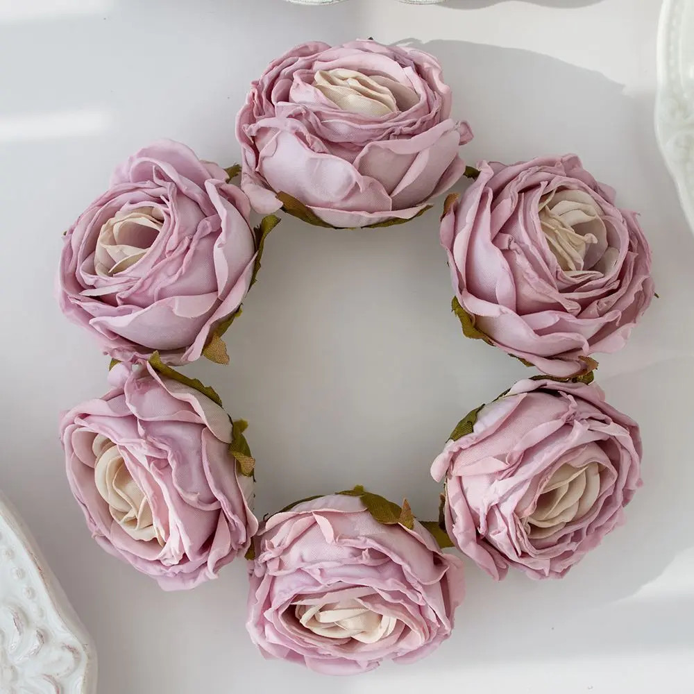Artificial Burned Edge Rose Floral Bouquet For Wedding Home Garden Party Wreath