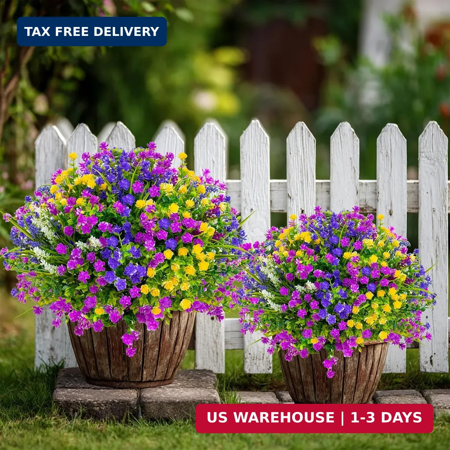 AXYLEX Artificial Flowers Outdoor Fake Plants – 12 Bundles UV Resistant Shrubs N