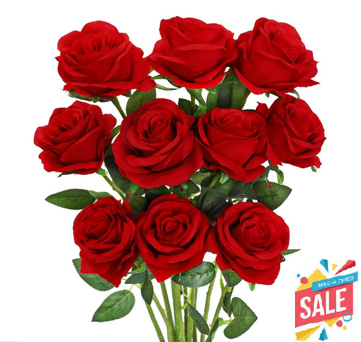 10PCS Artificial Silk Rose Flowers Simulation Bouquet Home Wedding Party Decor