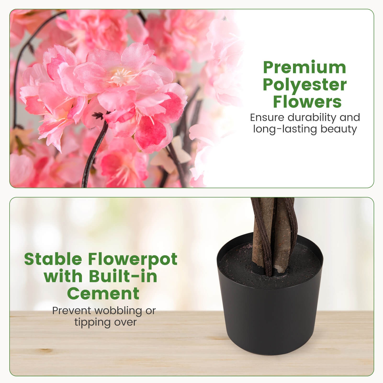 2 Pack 5.5 FT Tall Artificial Cherry Blossom Tree w/Pink Flowers Decoration