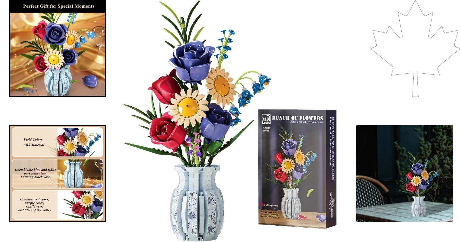 Elegant Roses Bouquet Building Set with 787 Pieces – Perfect for All Occasions