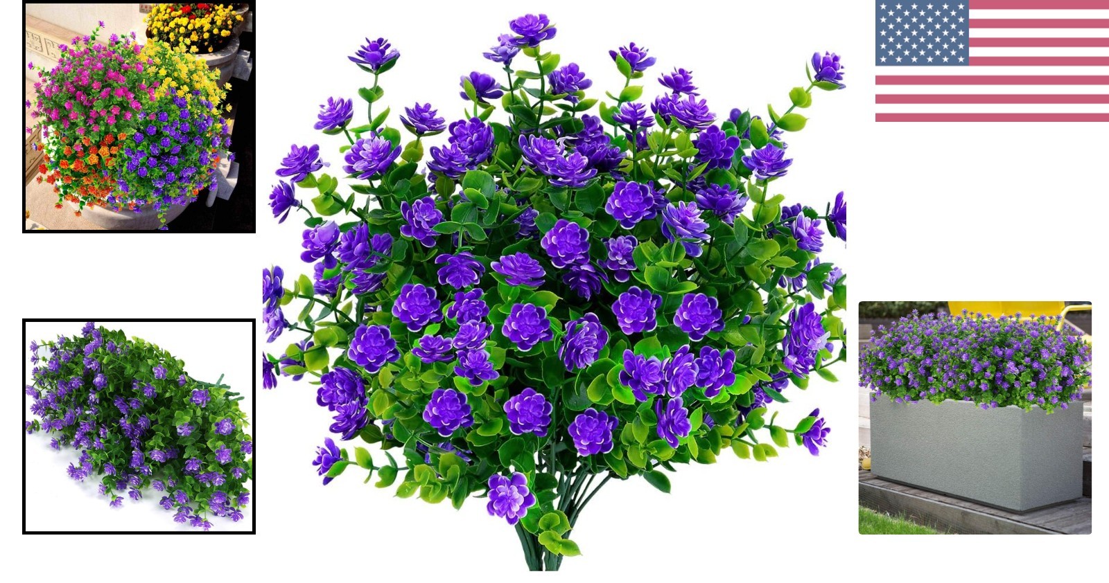 Vibrant UV Resistant Purple Boxwood Flowers – 4-Pack Faux Plants for All Spaces