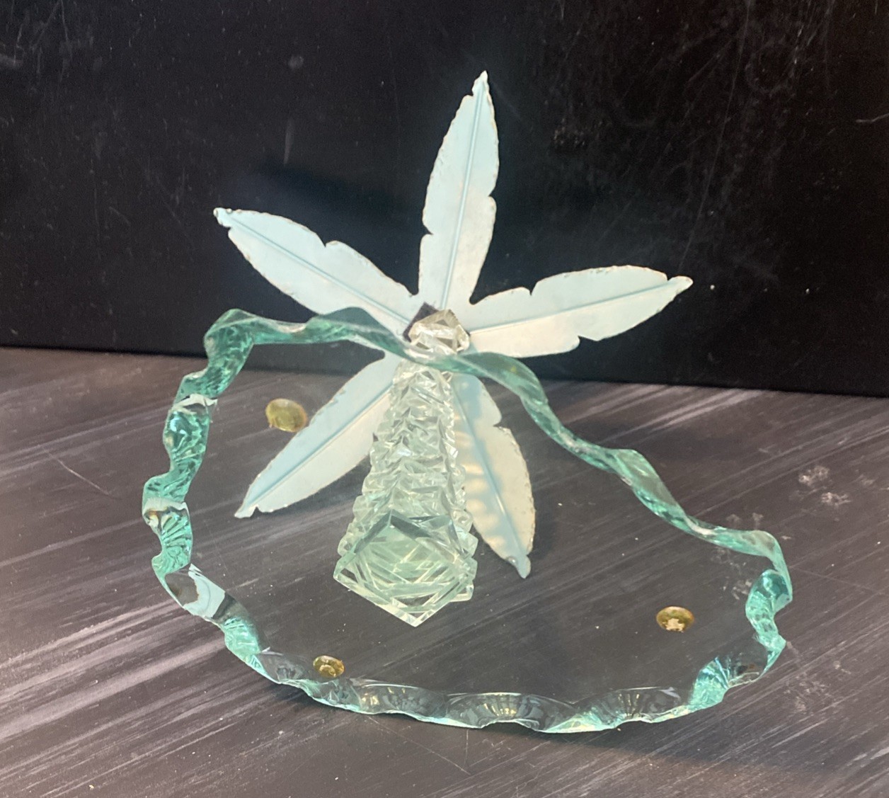 Island Palm Trees Glass/Metal Sculpture Cubism Cake Topper/Decor