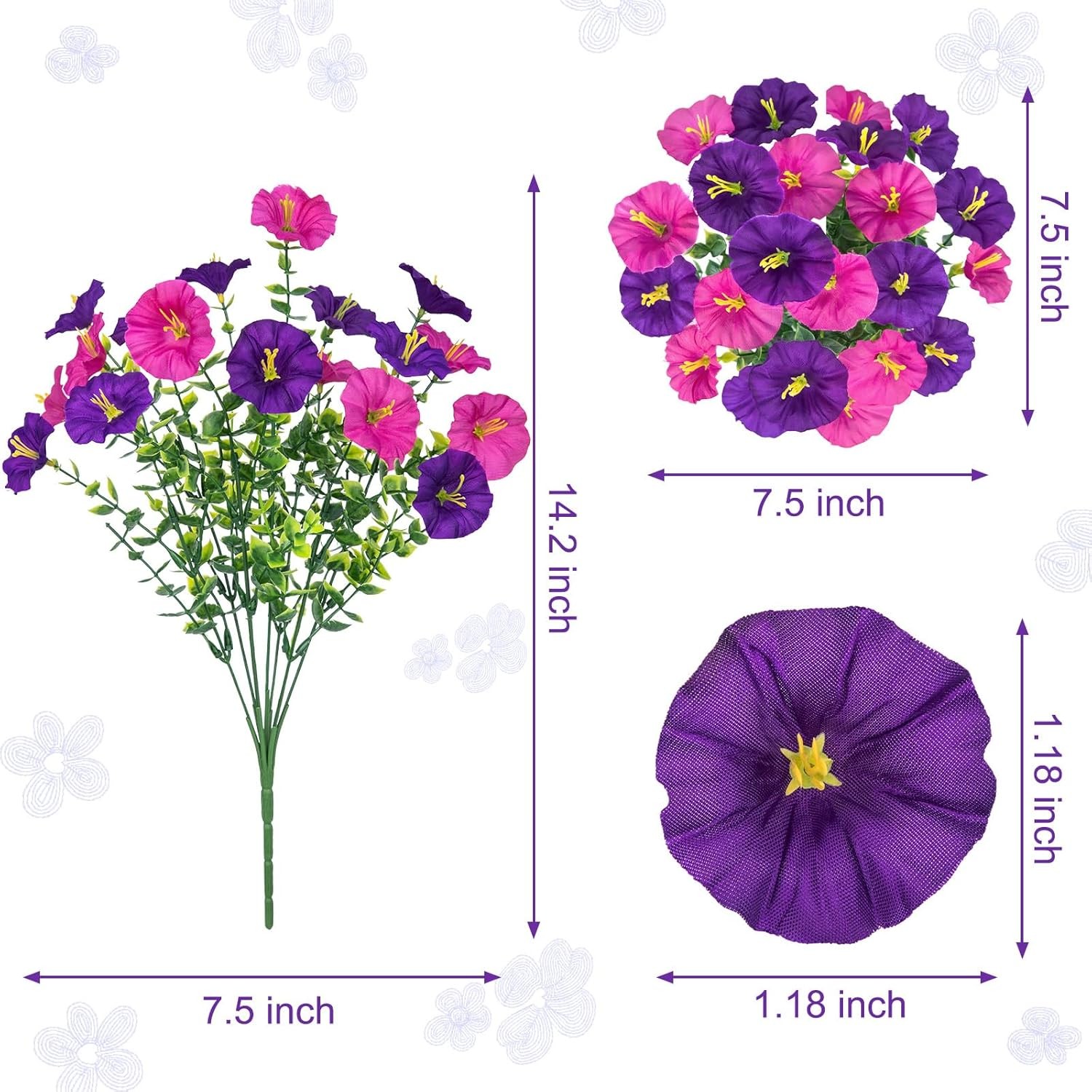 Artificial Flowers for Outdoors 16 Bundles Mix Color Silk Fake Flowers Morning