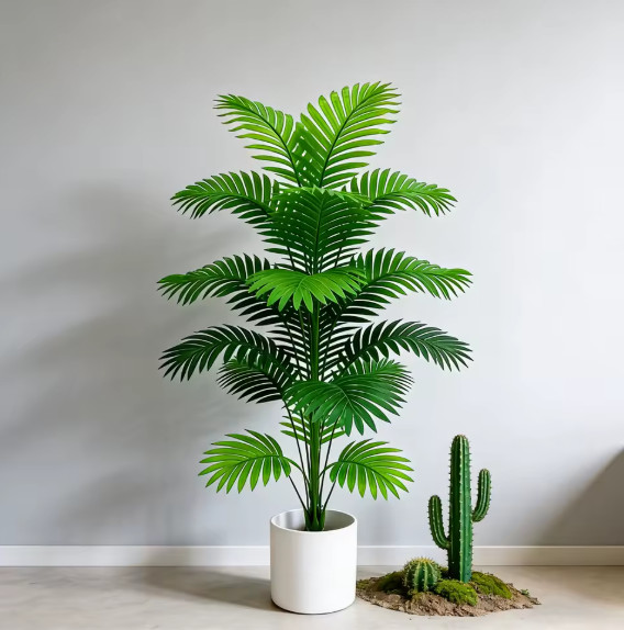 Realistic Artificial Palm Tree Faux Tropical Monstera Plant Indoor Decoration