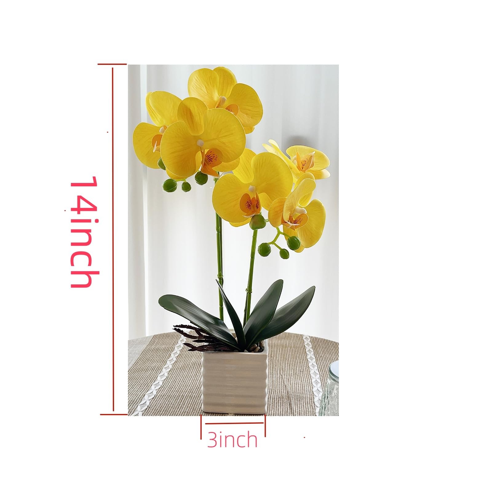 Artificial Orchids Home Decor Indoor Vase Yellow Flower Height 14 Inch Plant