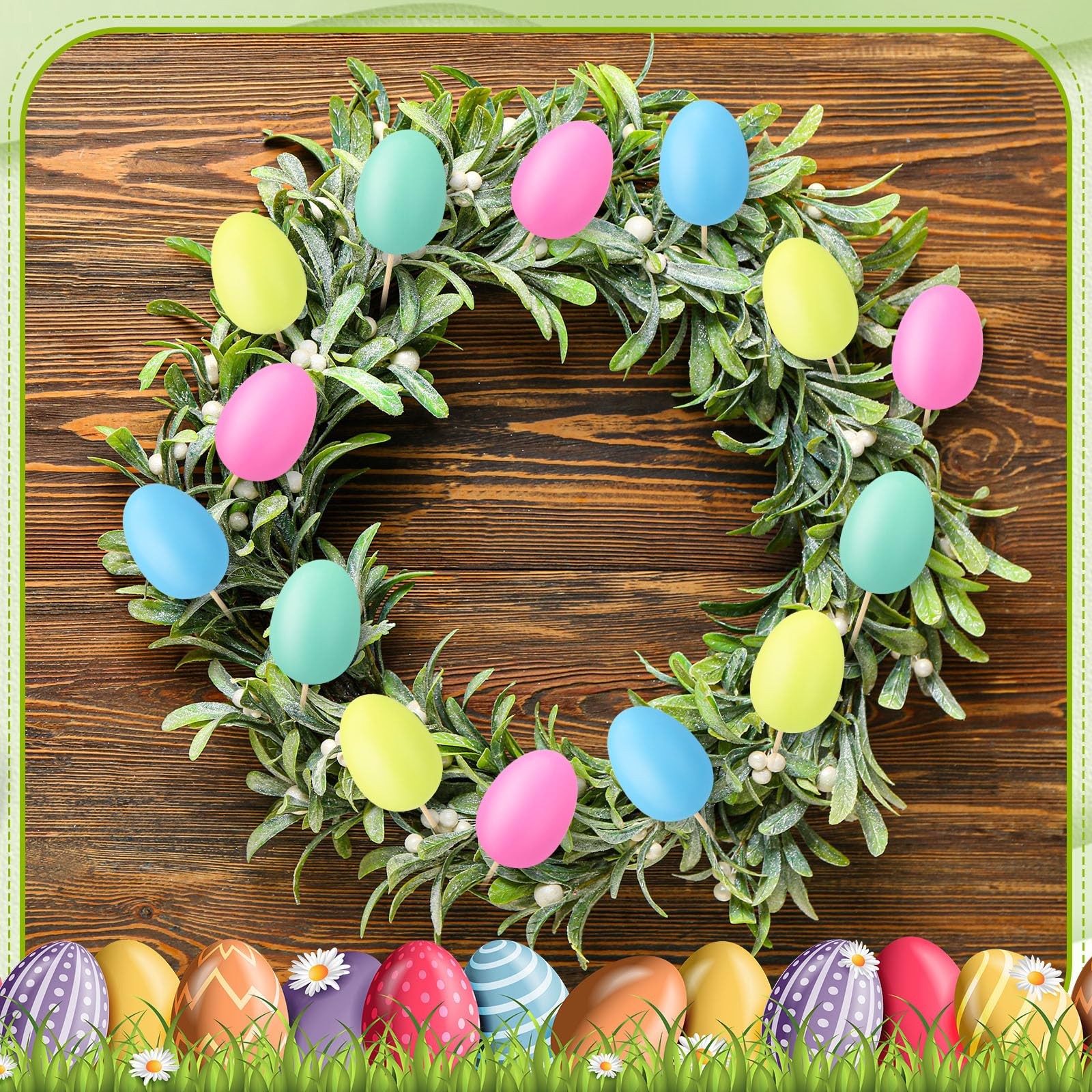40 Pcs Easter Egg Picks Pastel Foam Floral Sticks Easter Decorations for Home…