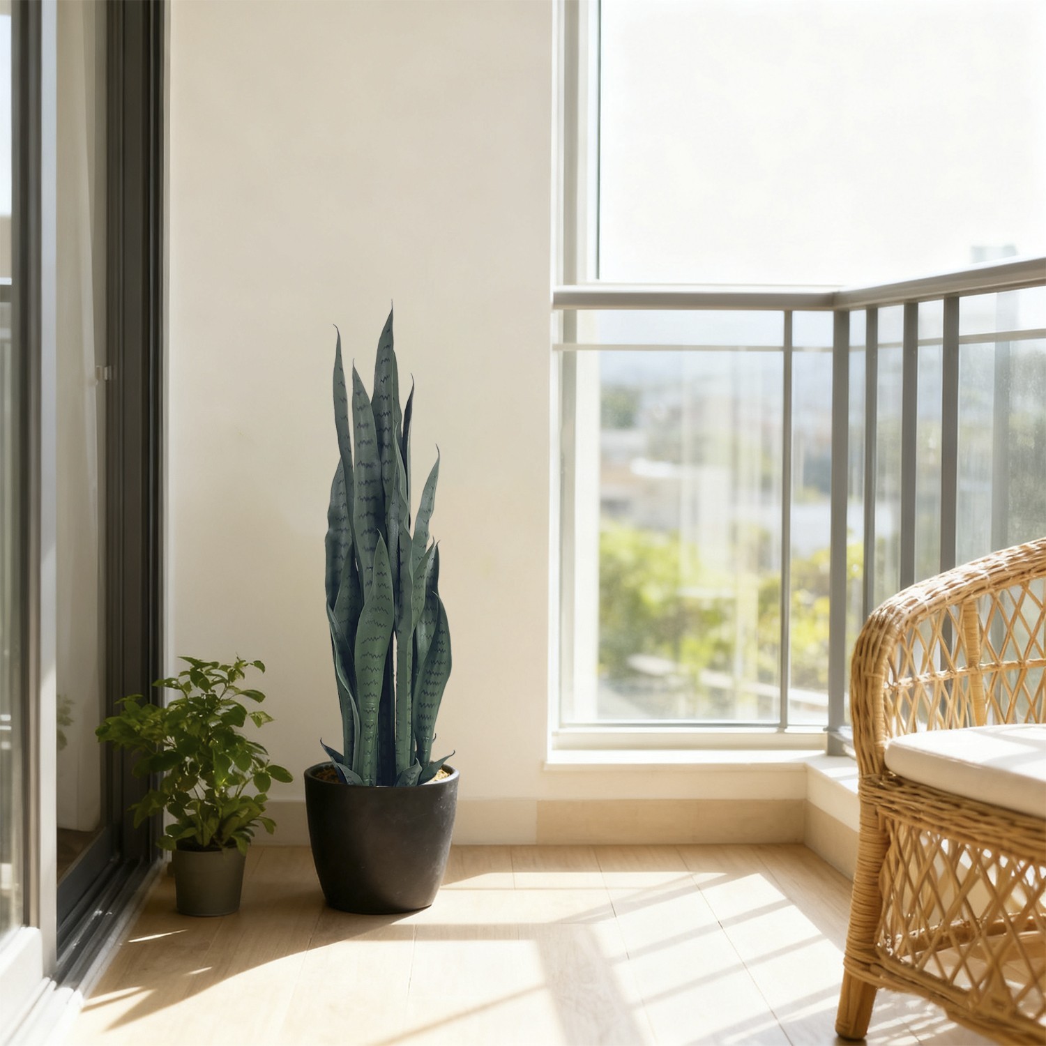 3ft Artificial Snake Plant, 2 Pack Fake Sansevieria, Potted Home Decor