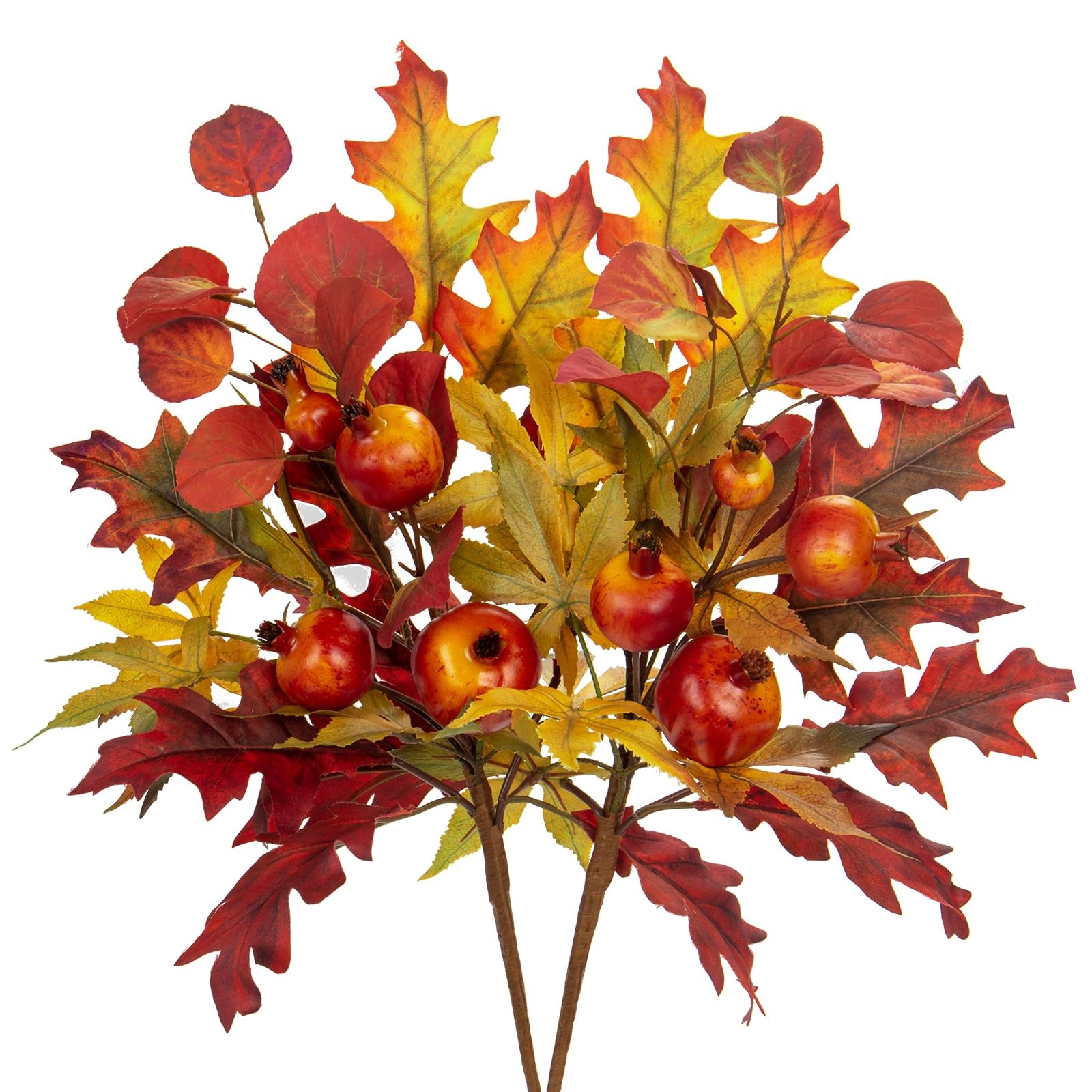 2PCS Fall Mixed Leaves Stems, 19in Autumn Foliage Picks and Spray with Eucaly…