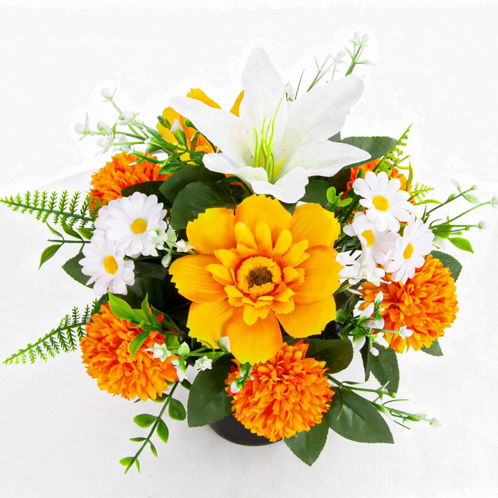Artificial Grave Flowers in Pots, Potted Artificial Chrysanthmums Lily Daisy …