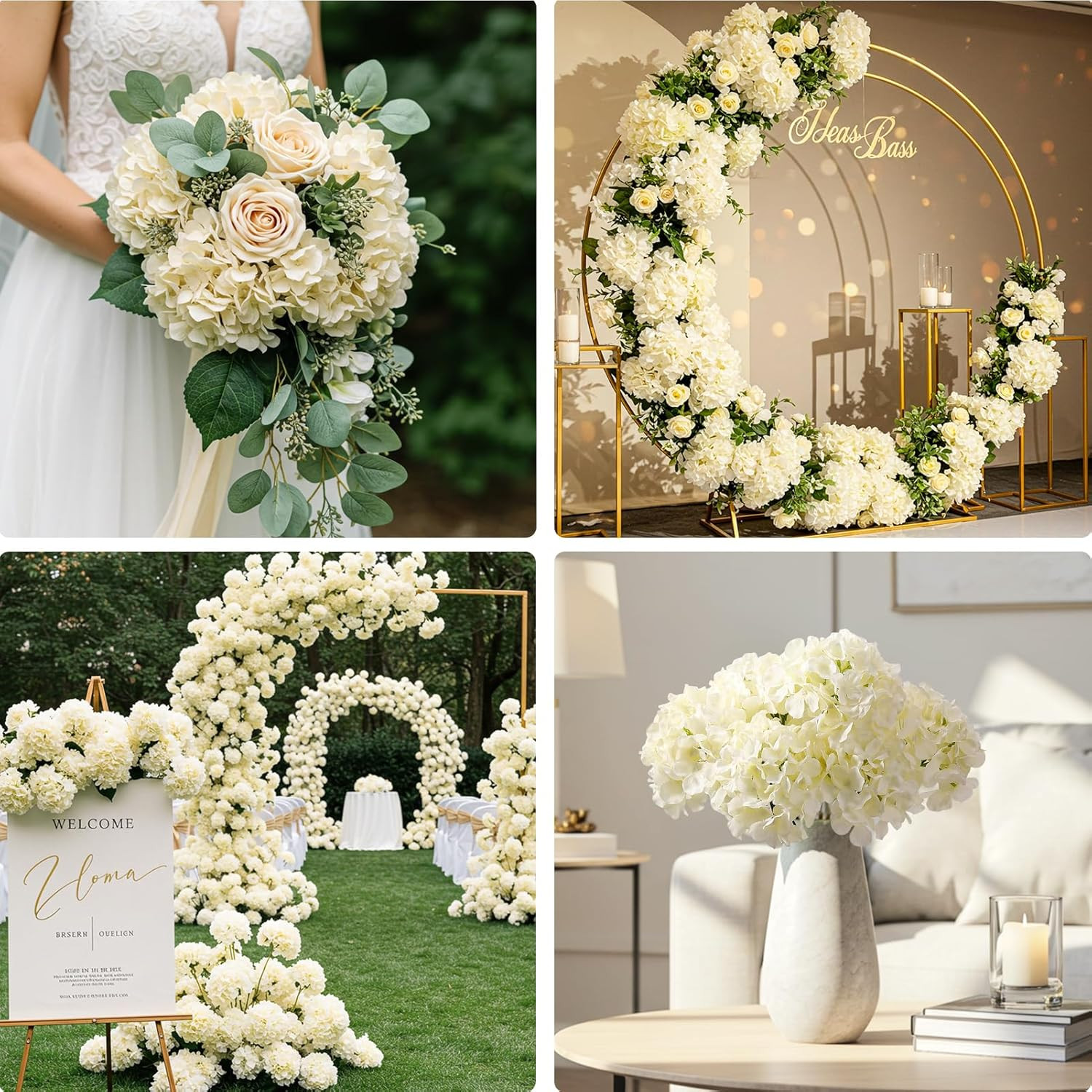 404PCS Champagne Hydrangea Silk Flowers for Wedding & Home Decor