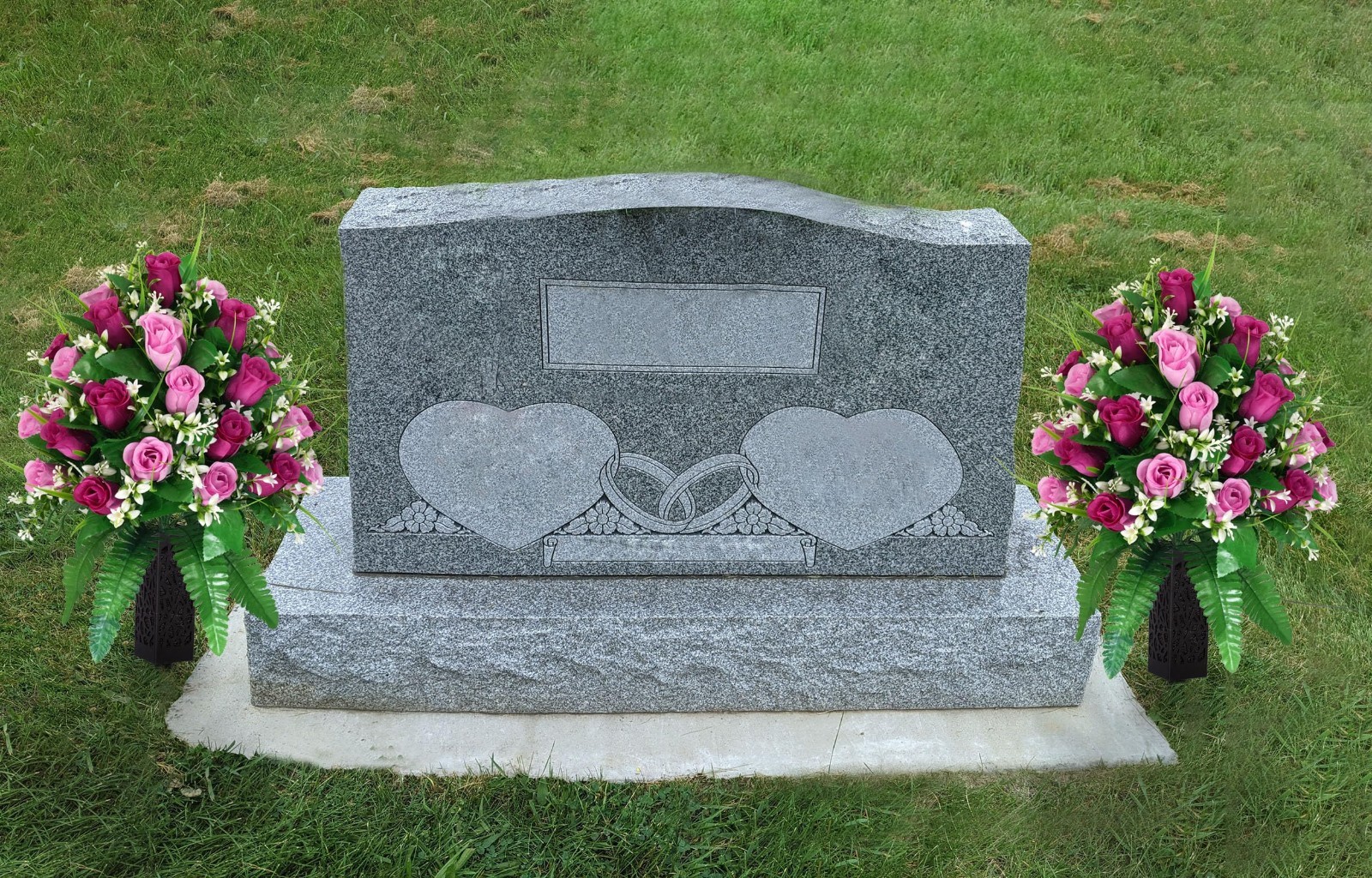 2 Sets Realistic Purple & Pink Artificial Cemetery Flowers – Outdoor Grave Decor