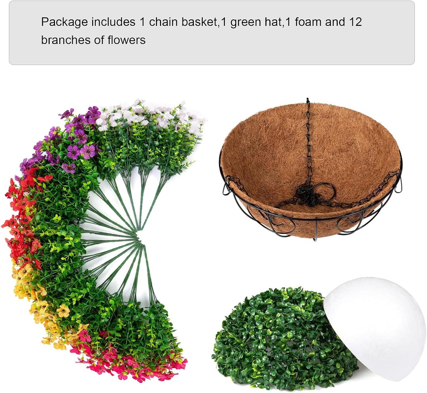 Artificial Faux Hanging Plants Flowers Basket for Summer Outdoor outside Decorat