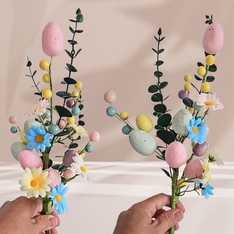 Easter Egg Flower Pick Stem Daisy Berry Spring Branch Easter Bouquet Decor