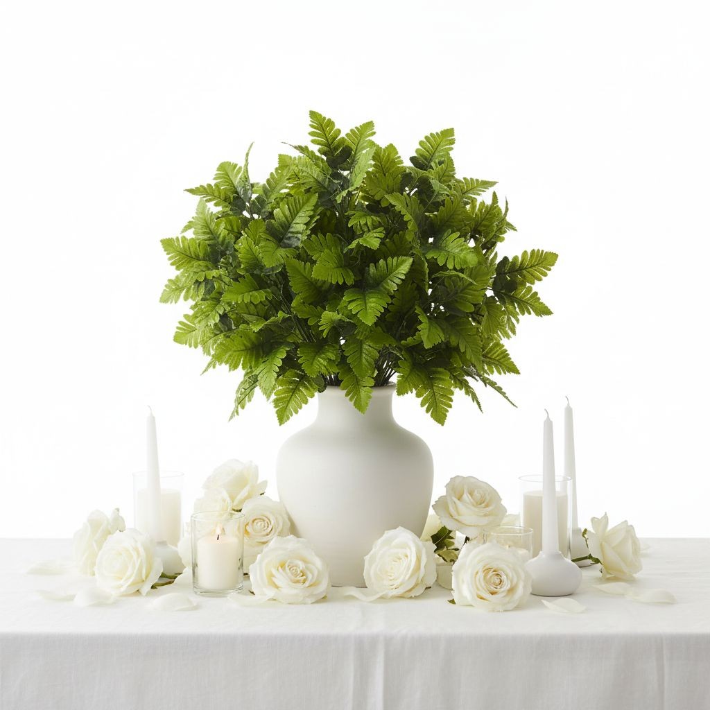 Artificial Fern Stems Greenery Bundle 10 Stems Faux Leather Fern Leaves Greenery