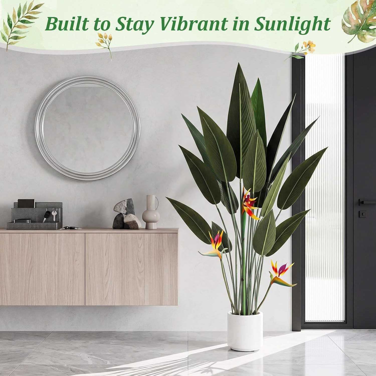 2 Pcs 4 Ft Artificial Bird of Paradise Plant Banana Tree Tall Lifelike Fake Palm