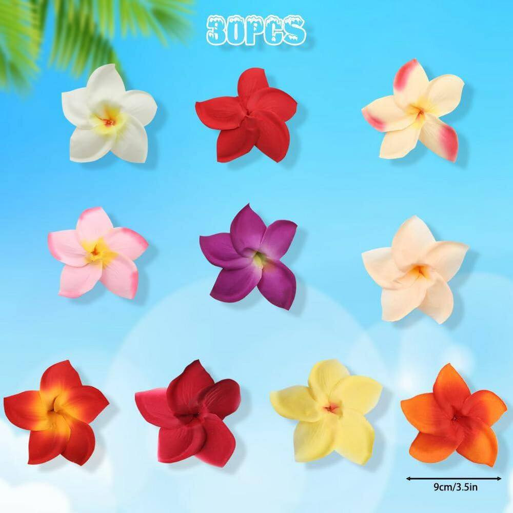 30 Pieces Artificial 3.5 In. Multicolor Indoor/Outdoor Plumeria Frangipani Silk