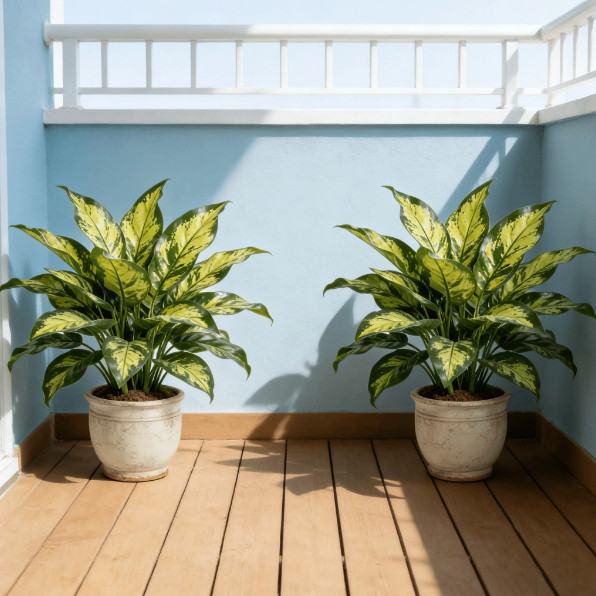 2pcs Artificial Tropical Plant Tree UV Resistant Indoor Outdoor Faux Green Decor
