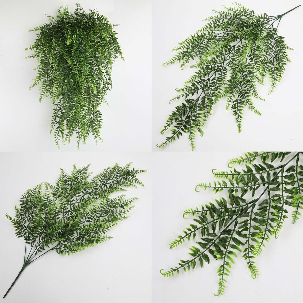 Artificial Vine Wall Hanging Decor Green Plastic Persian Leaf Rattan Style