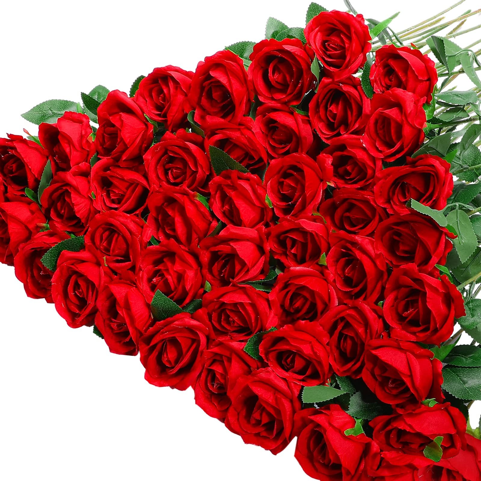 200 Pcs Artificial Roses Bulk with Long Stems, Silk Fake Roses for Wedding Ce…