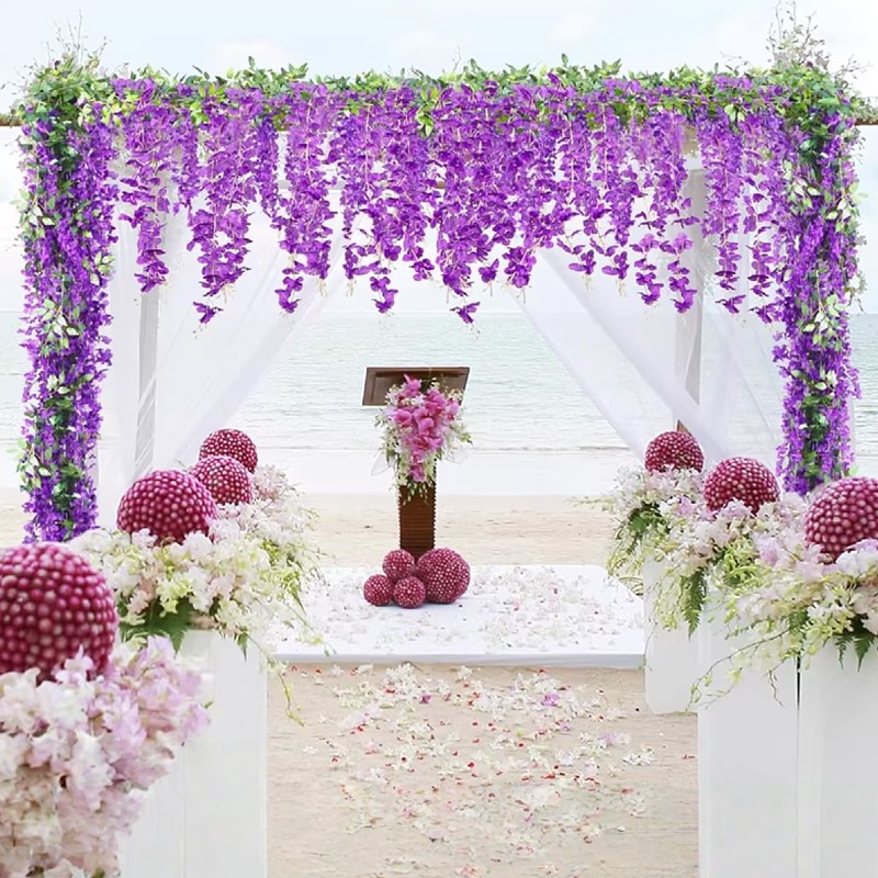Artificial Rattan Fake Flower Strings Hanging Garland Outdoor Home Decoration