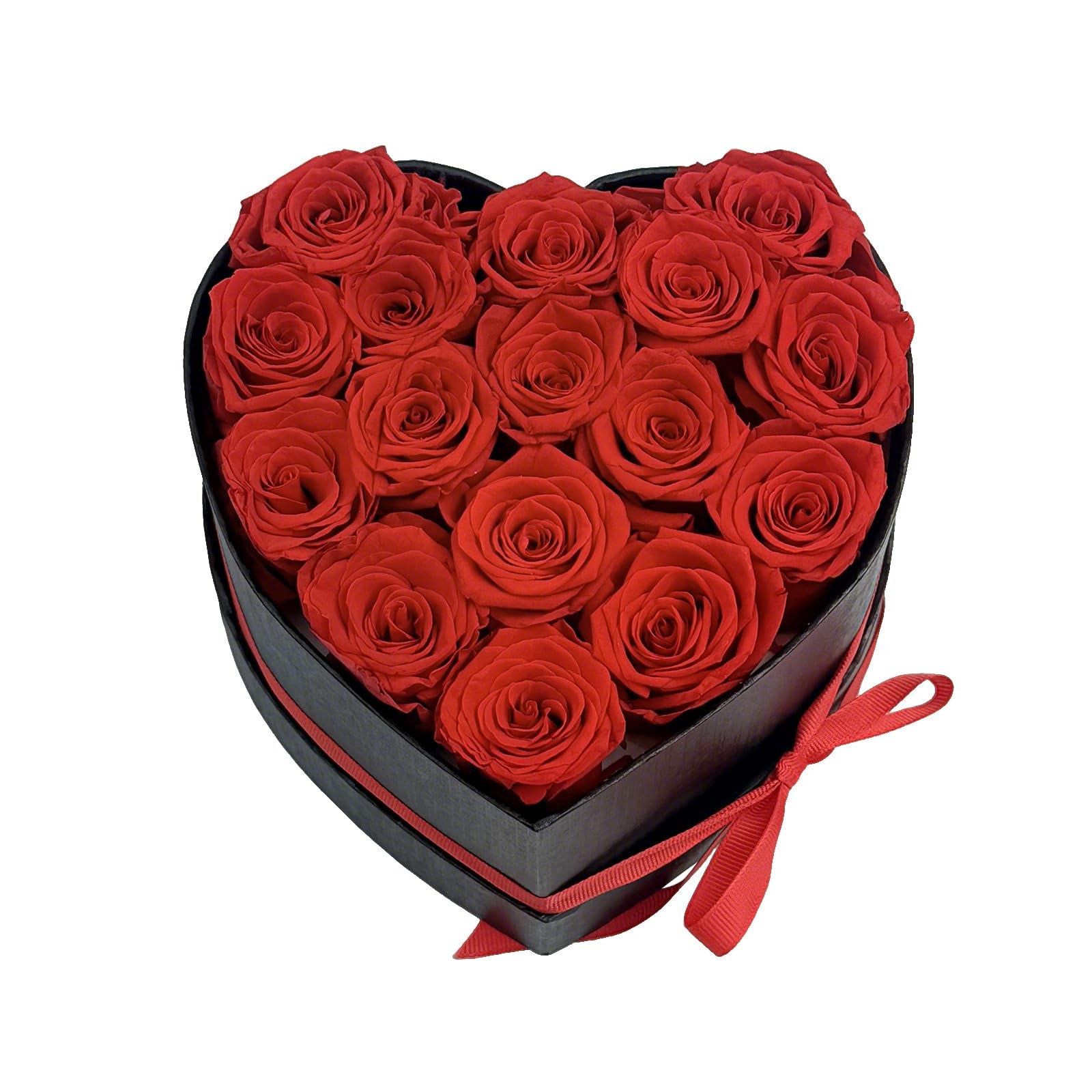 Preserved Roses Heart Shape Box Red Forever Flowers for Valentine’s Gift 16Pcs