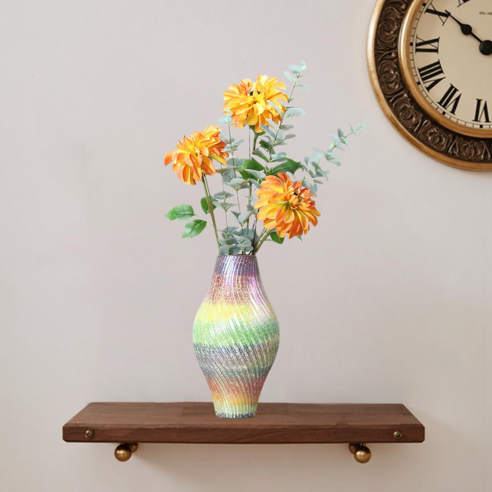 Crisantemo artificial de seda, flores de zinnia naranja de 60 cm (24 pulgadas)