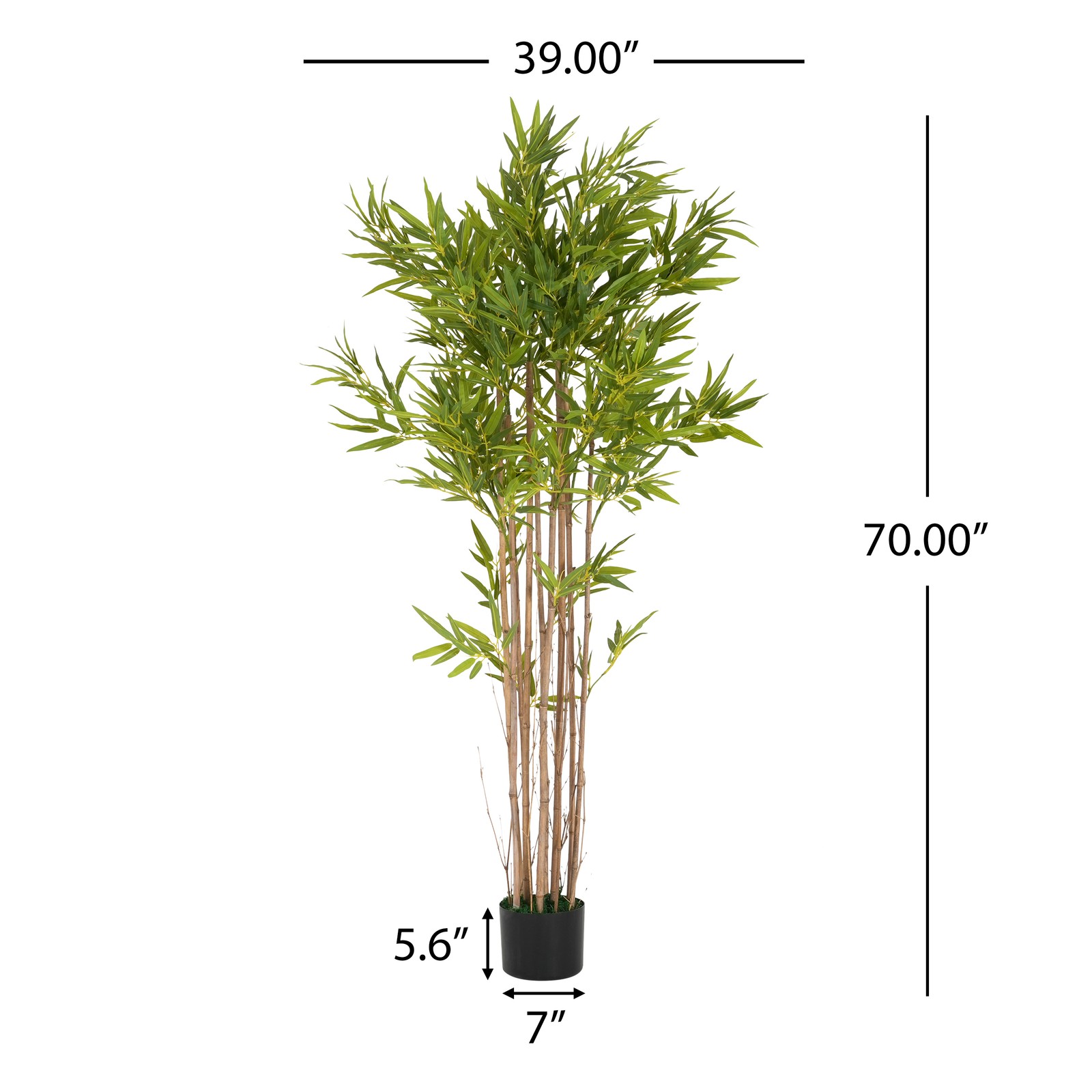 70″ Artificial Bamboo Tree in Pot, Lucky Faux Greenery Home Decor
