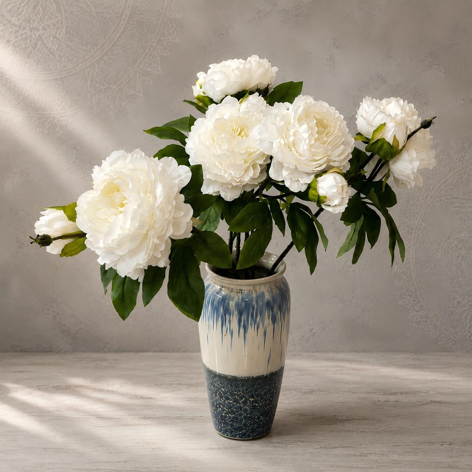 Peonies Artificial Flowers 5 Stems 24.4 Inch Large Fake Peony Bouquet with Do…