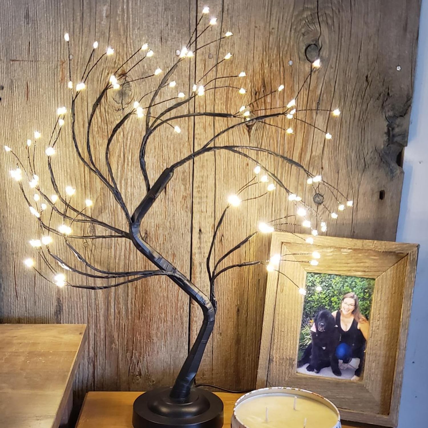 108 LED Tabletop Tree Light, 20 Inch Lighted Artificial Bonsai Twinkle Tree L…