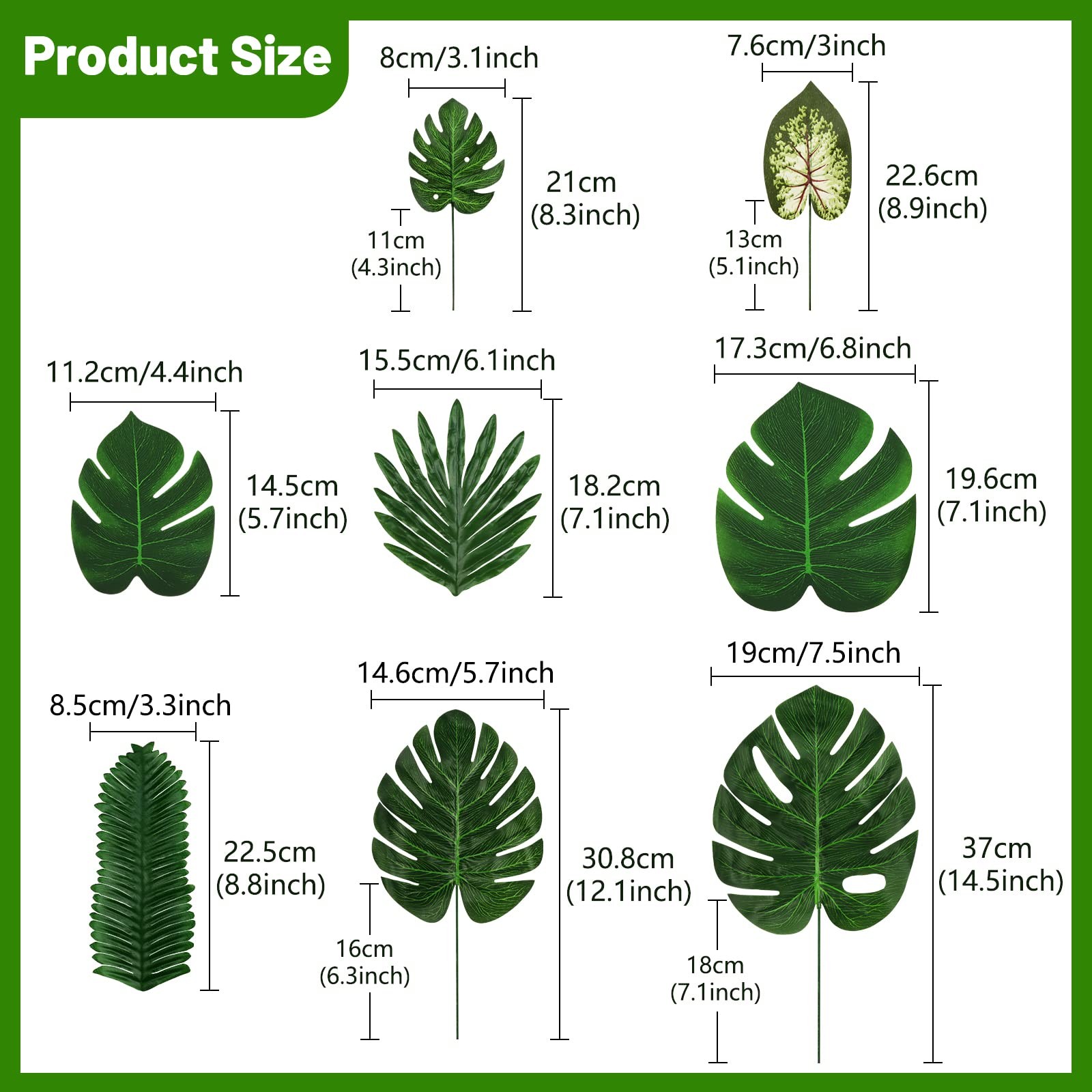 Jungle Party Decorations, 78 Pieces 8 Kinds Artificial Palm Leaves Green Trop…