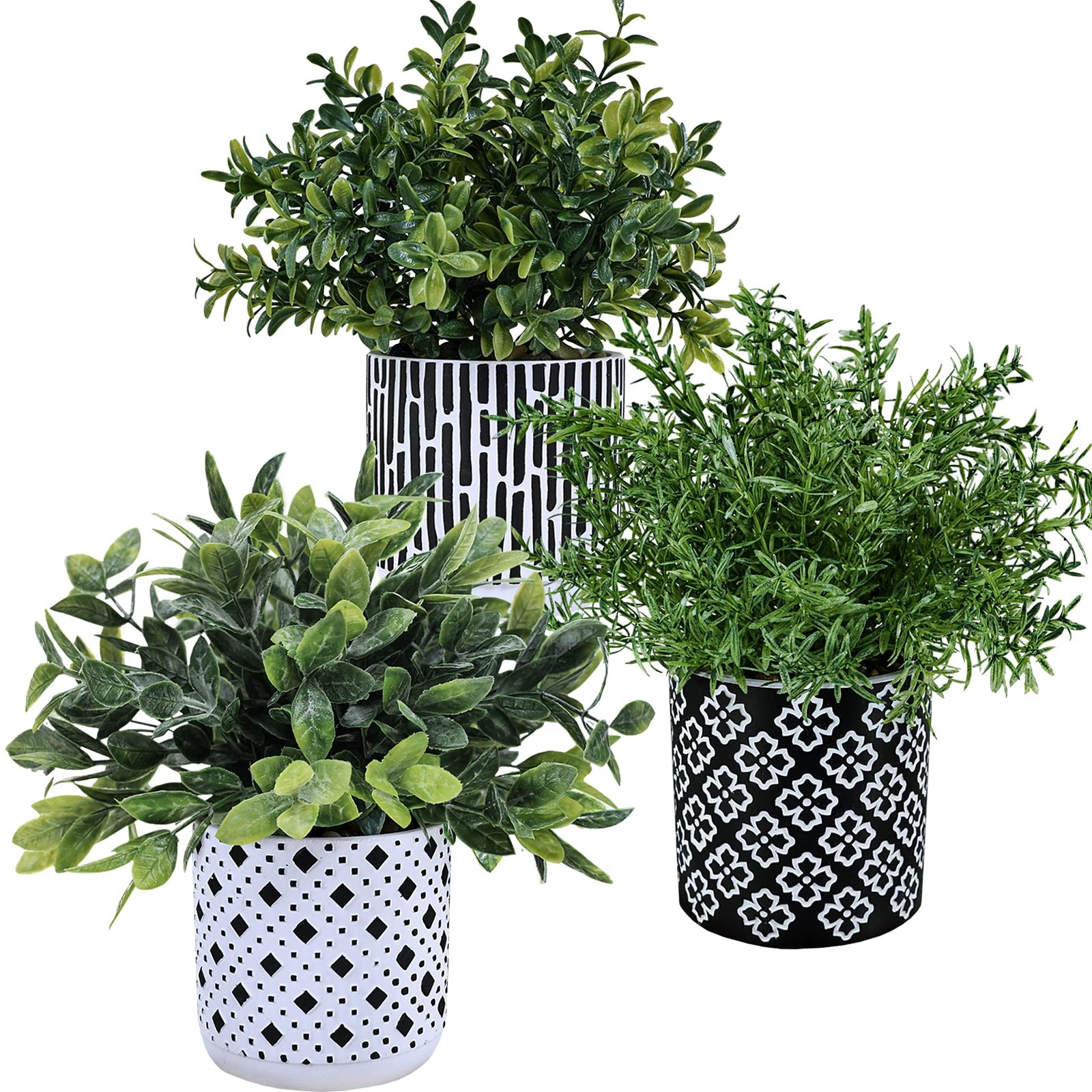 Artificial Plants 3 Pack Potted Faux Greenery Home Decor Set
