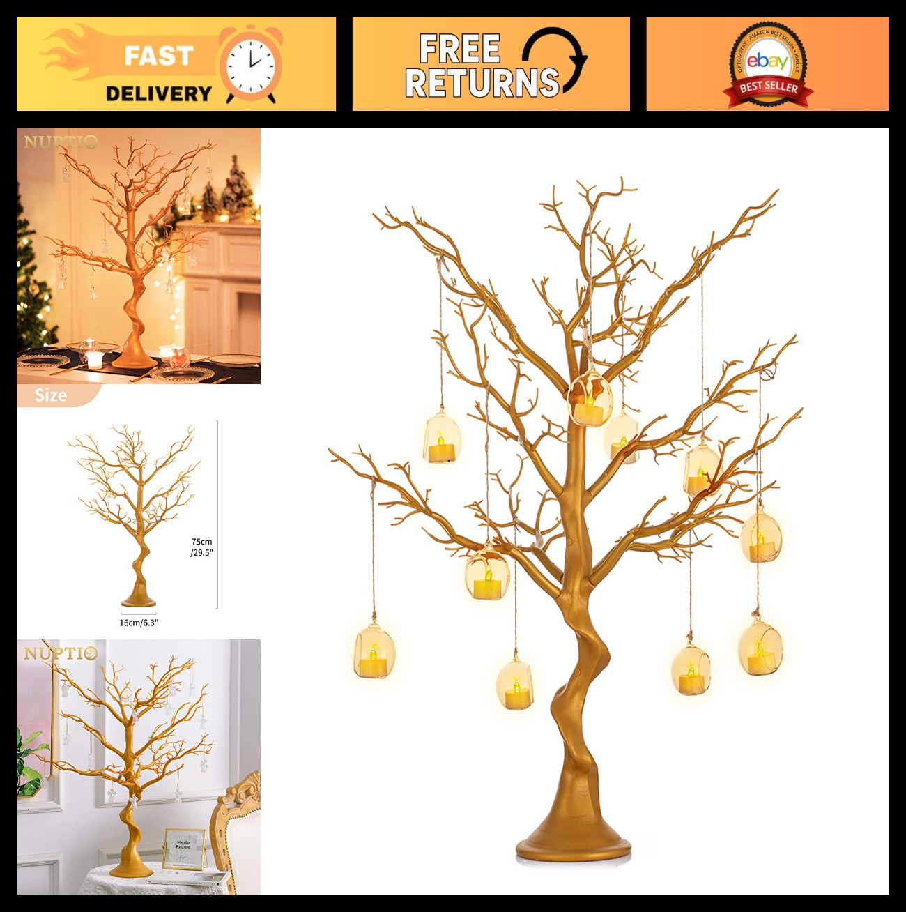 30” Tall Manzanita Tree Branch Centerpiece for Weddings & Events – Tabletop Deco