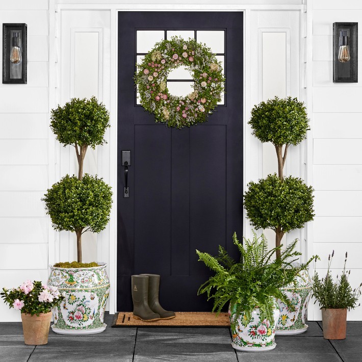 Famille Rose Live Wreath – Spring Florals-Williams Sonoma|35383